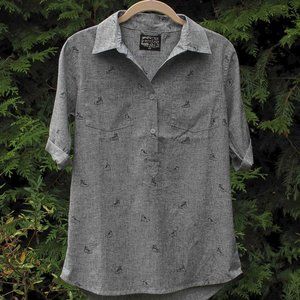 United By Blue Heather-Gray Popover Top With Boot Print NWT